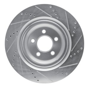 Chrysler 300 Brake Rotor (1) - Rear Left - R1 Concepts - Drilled & Slotted - Silver - `05-`23